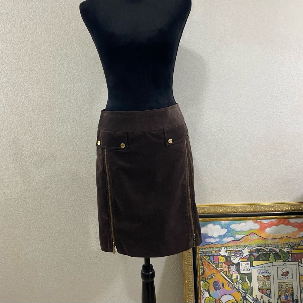 Etcetera Brown Skirt Zipper Details, Cotton, Size 4